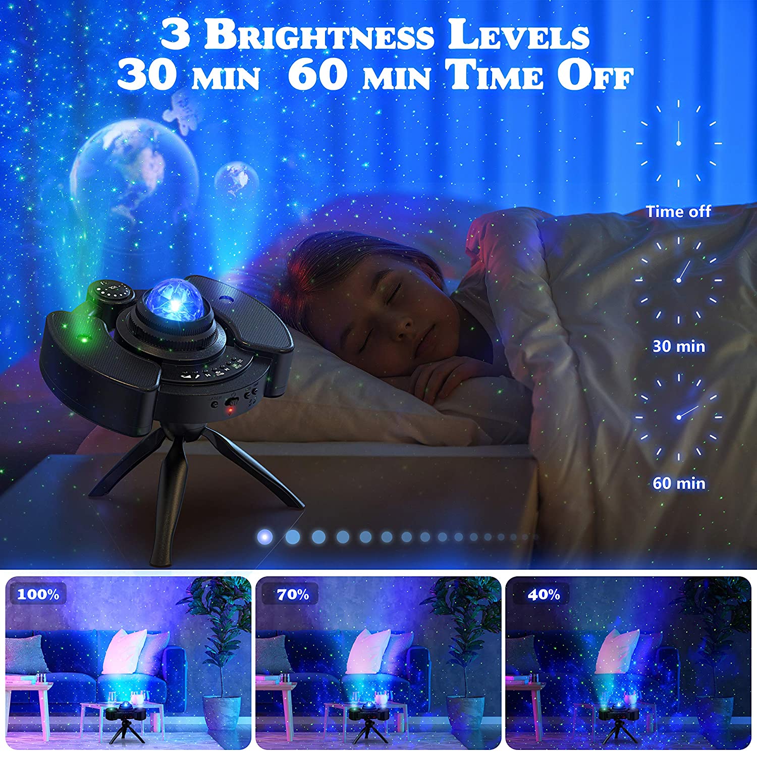 Night Lamp Star Projector Night Light Galaxy Projector Light with Tripod  Stand and Double Speakers, Starry Night Sky with Nebula Star and Earth -  SKYLABZ